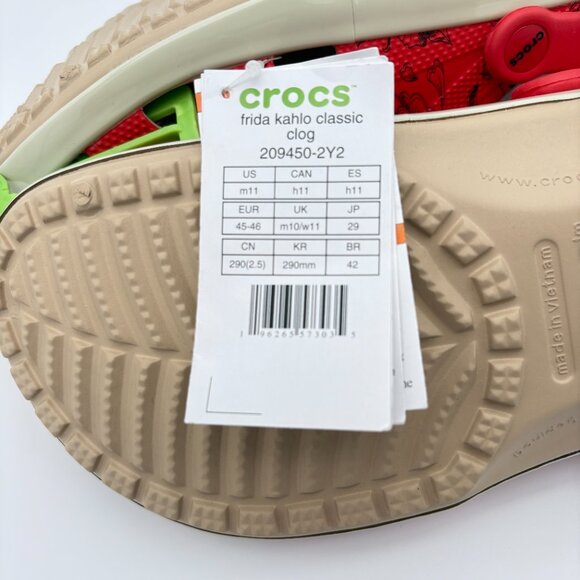 NWT Mens Size 11 Womens 13 Frida Kahlo Bone Red Crocs Classic Clogs - Picture 11 of 11